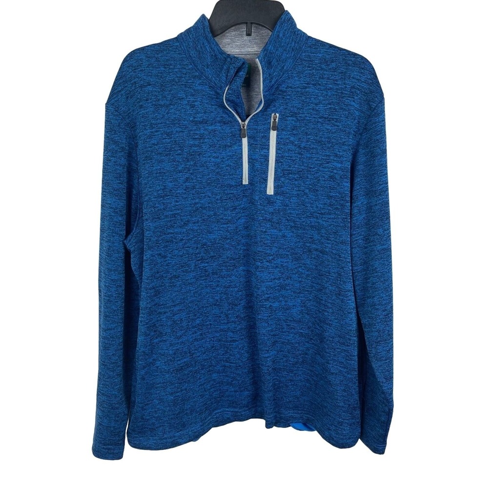 Pro Tour Men Quarter Zip Pullover Blue Space Dye Athletic Sweater Size M